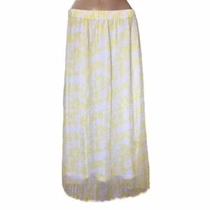 George white and yellow flare midi skirt M-295